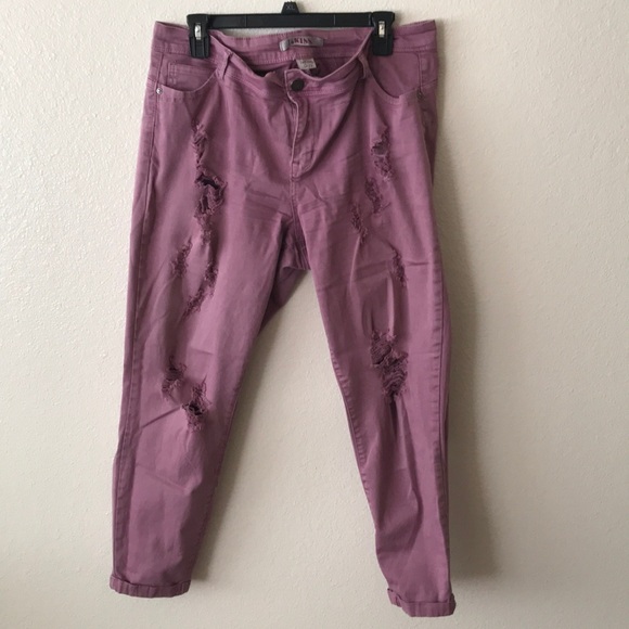 Mauve Ripped 5 pockets pants! - Picture 2 of 3